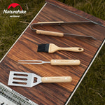 Naturehike Portable Outdoor Barbecue Accessories Camping Picnic Stainless Steel Wooden Handle Oil Brush Carbon Clip Barbecue Set