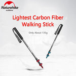 Naturehike ST10-Trekking Pole 135g Carbon Fiber Cane External Lock 3-section Trekking Telescopic Baton Hiking Walking Stick