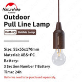 Naturehike Outdoor Small Bulb 24-Hour Lighting Portable Pull Lamp IP44 Waterproof Retro Tent Lamp 2styles Battery/USB Charging