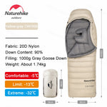 Naturehike CW400/CWZ400 Sleeping Bag Goose Down Winter Envelope Type Warm Sleeping Bag Single Person Camping Travel Daily Home