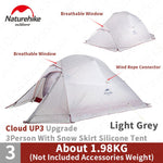 Naturehike Cloud Up 3 Upgrade Camping Tent 3 Person Portable Outdoor Ultralight Hiking Travel Family Tent Rainproof Breathable