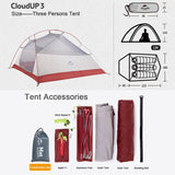 Naturehike Cloud Up 3 Upgrade Camping Tent 3 Person Portable Outdoor Ultralight Hiking Travel Family Tent Rainproof Breathable