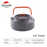 Naturehike Outdoor Camping Cookware 1.1L 1.6L Portable Water Kettle Camping Picnic Tableware Equipment Hard Alumina Kettle