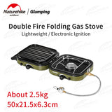 Naturehike Portable Folding Double Fire Camping Stove Ultralight Outdoor Picnic BBQ Cooking Gas Stove High Power 2.5Kg Cookware