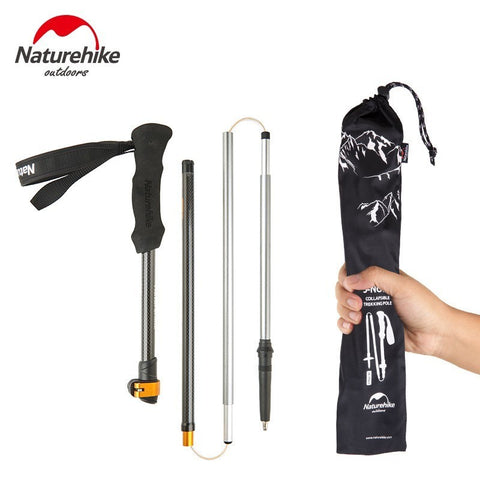 NatureHike 1Pcs 5-section Carbon Fiber Walking Stick Ultralight Adjustable Trekking Pole Walking Sticks Camping Trekking Stick